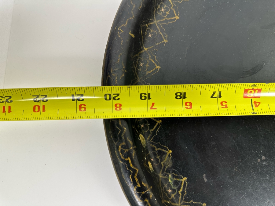 Old Hand Painted Spainish Metal Mother Of Pearl Oval Serving Tray 20 X 16 [Photo 7]