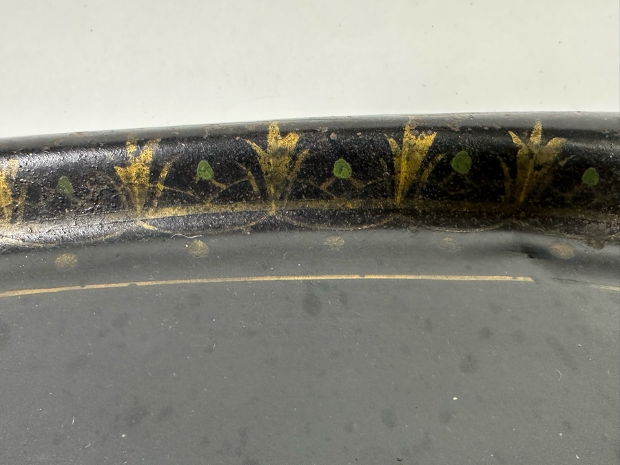 Old Hand Painted Spainish Metal Mother Of Pearl Oval Serving Tray 26 X 19 [Photo 6]