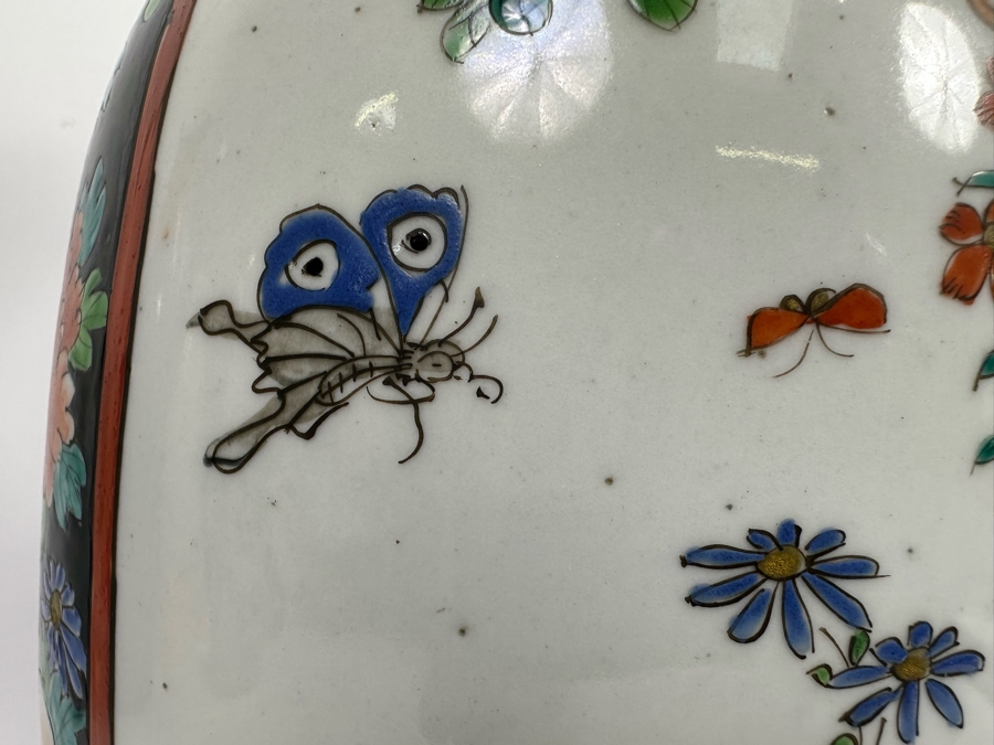 Pair Of Antique Chinese Hand Painted Porcelain Vases (One Has Been Repaired - See Photos) 16H [Photo 7]