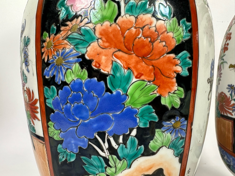 Pair Of Antique Chinese Hand Painted Porcelain Vases (One Has Been Repaired - See Photos) 16H [Photo 13]