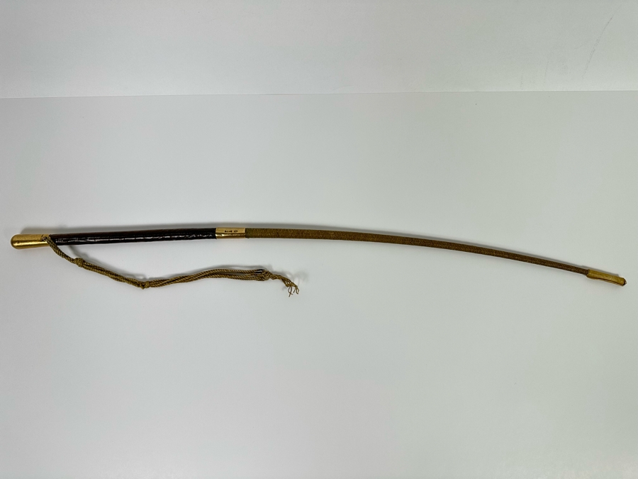 Rare Antique Horse Riding Crop Whip With 625 15K Gold Ornamentation Assayed In London England Signed J. S. 23L [Photo 7]