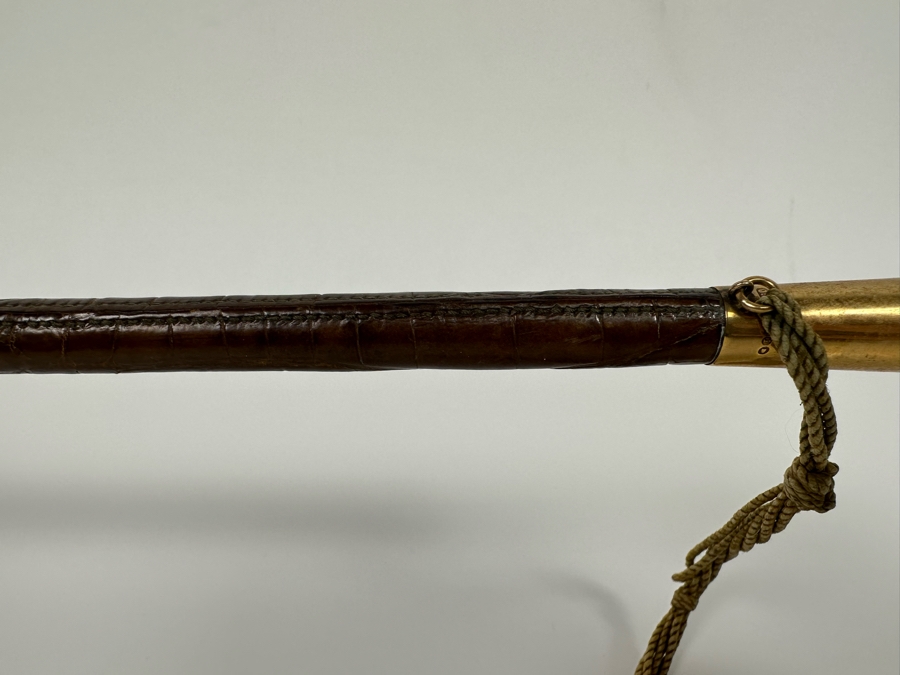 Rare Antique Horse Riding Crop Whip With 625 15K Gold Ornamentation Assayed In London England Signed J. S. 23L [Photo 14]