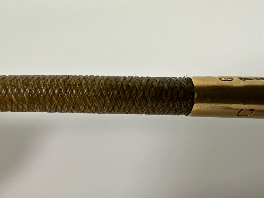 Rare Antique Horse Riding Crop Whip With 625 15K Gold Ornamentation Assayed In London England Signed J. S. 23L [Photo 15]