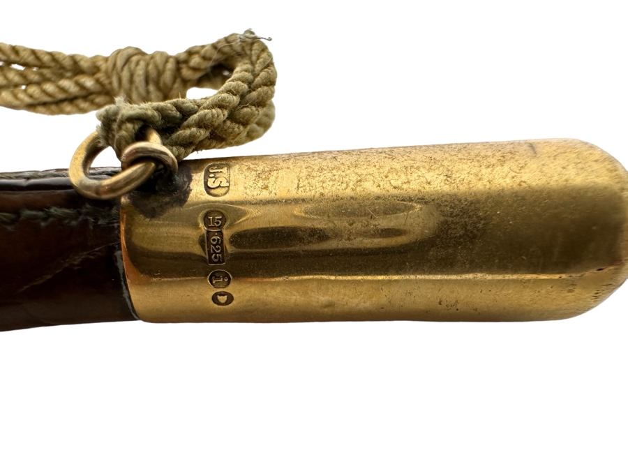 Rare Antique Horse Riding Crop Whip With 625 15K Gold Ornamentation Assayed In London England Signed J. S. 23L [Photo 4]