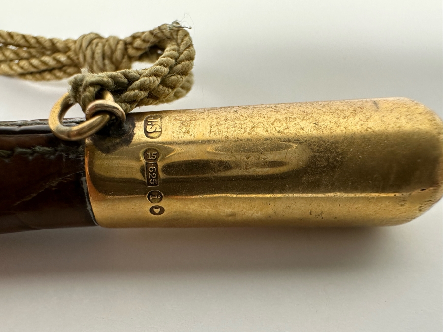 Rare Antique Horse Riding Crop Whip With 625 15K Gold Ornamentation Assayed In London England Signed J. S. 23L [Photo 11]