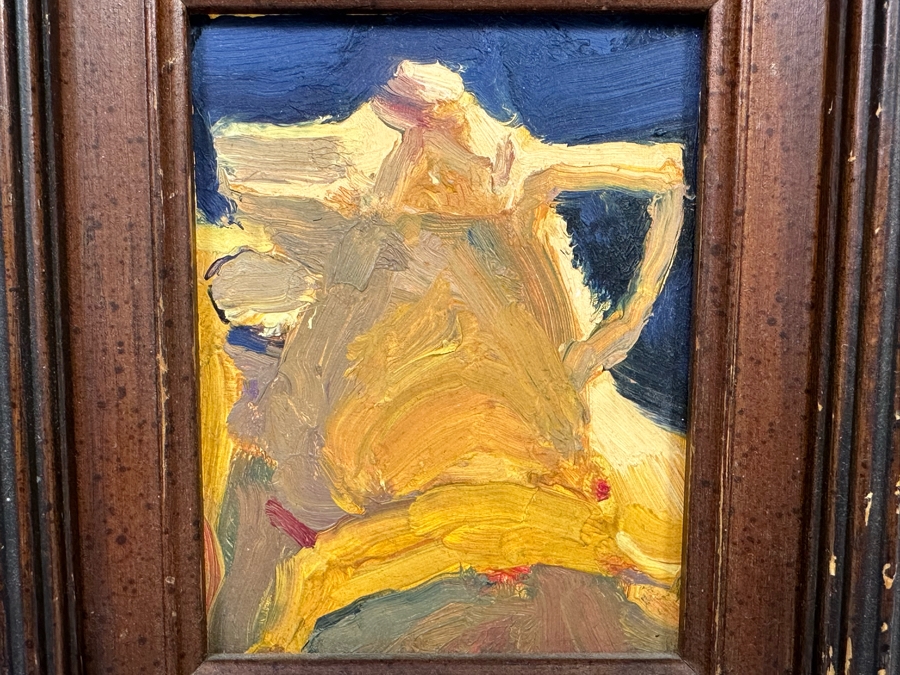 Peter Sylvada (1964-2021, American) Original Abstract Miniature Painting Signed On Back 3.5 X 4.5 Framed 6 X 7 [Photo 3]