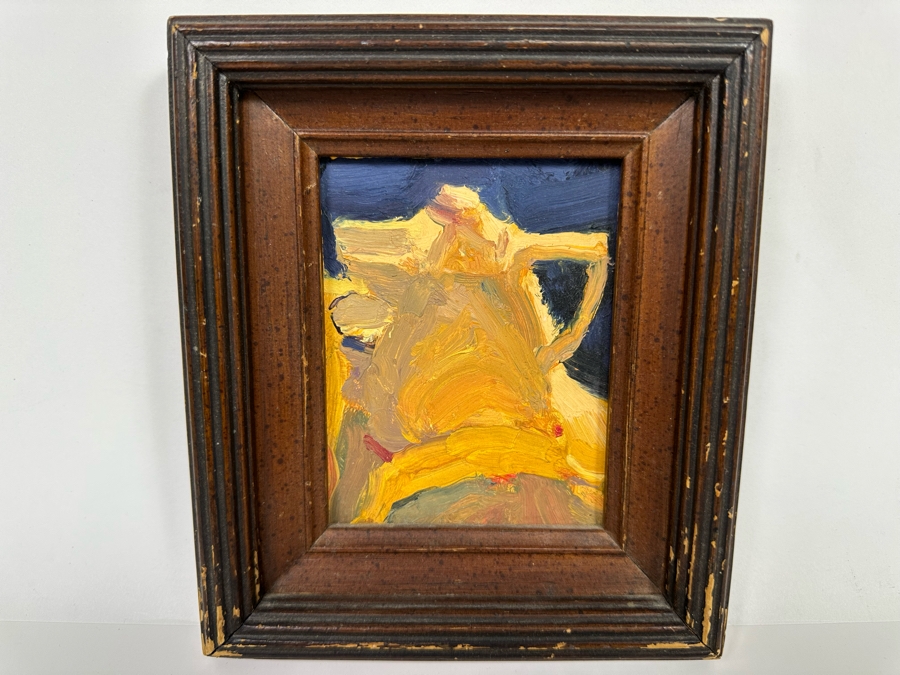 Peter Sylvada (1964-2021, American) Original Abstract Miniature Painting Signed On Back 3.5 X 4.5 Framed 6 X 7 [Photo 2]