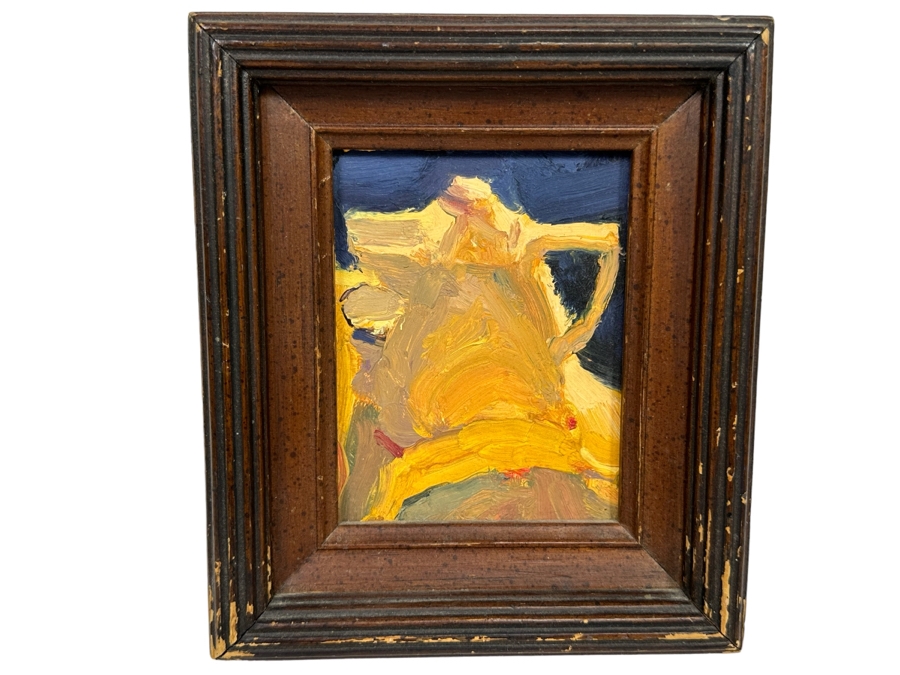 Peter Sylvada (1964-2021, American) Original Abstract Miniature Painting Signed On Back 3.5 X 4.5 Framed 6 X 7