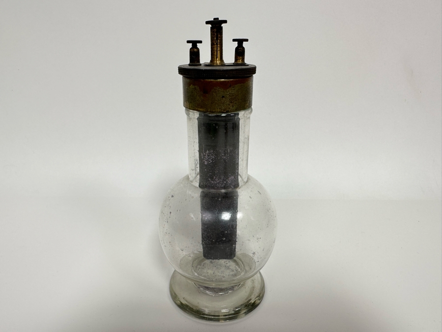 Rare Dutch Grenet Cell Battery With Hand Blown Glass Base For Storing Acid - Thomas Edison Powered His First Phonograph With A Grenet Cell Battery 3.5W X 7.5H [Photo 3]