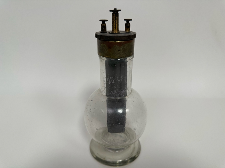 Rare Dutch Grenet Cell Battery With Hand Blown Glass Base For Storing Acid - Thomas Edison Powered His First Phonograph With A Grenet Cell Battery 3.5W X 7.5H [Photo 2]
