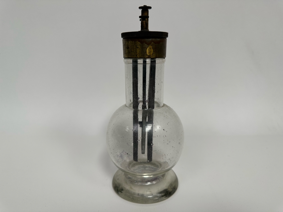 Rare Dutch Grenet Cell Battery With Hand Blown Glass Base For Storing Acid - Thomas Edison Powered His First Phonograph With A Grenet Cell Battery 3.5W X 7.5H [Photo 5]