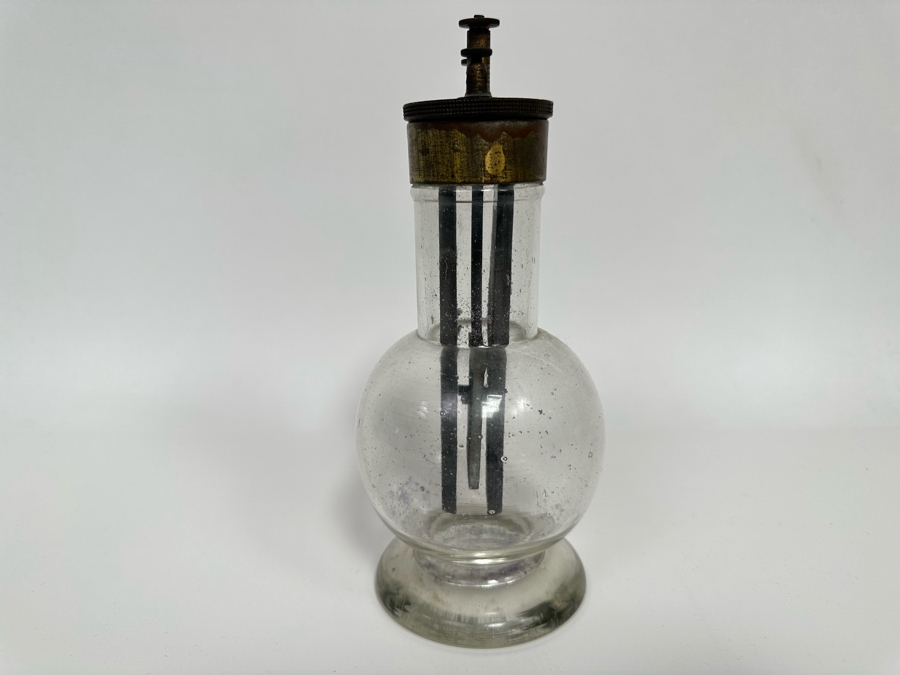 Rare Dutch Grenet Cell Battery With Hand Blown Glass Base For Storing Acid - Thomas Edison Powered His First Phonograph With A Grenet Cell Battery 3.5W X 7.5H [Photo 6]