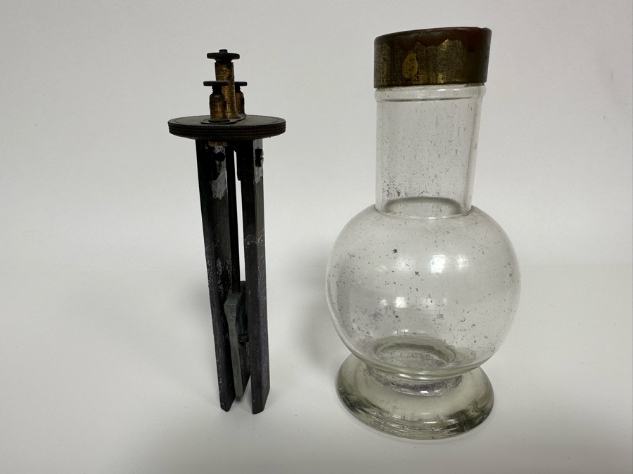 Rare Dutch Grenet Cell Battery With Hand Blown Glass Base For Storing Acid - Thomas Edison Powered His First Phonograph With A Grenet Cell Battery 3.5W X 7.5H [Photo 9]