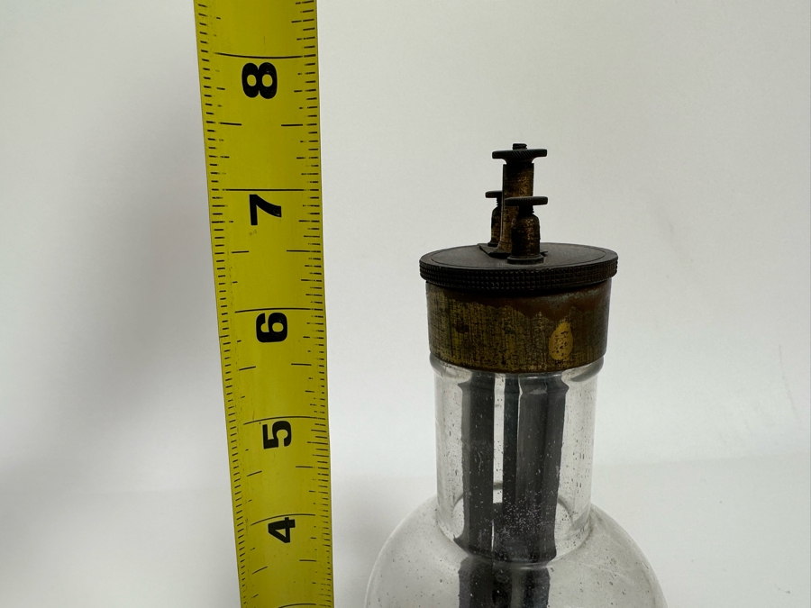 Rare Dutch Grenet Cell Battery With Hand Blown Glass Base For Storing Acid - Thomas Edison Powered His First Phonograph With A Grenet Cell Battery 3.5W X 7.5H [Photo 10]