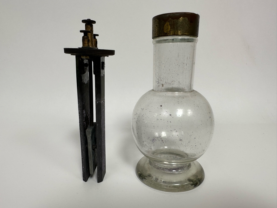 Rare Dutch Grenet Cell Battery With Hand Blown Glass Base For Storing Acid - Thomas Edison Powered His First Phonograph With A Grenet Cell Battery 3.5W X 7.5H [Photo 8]