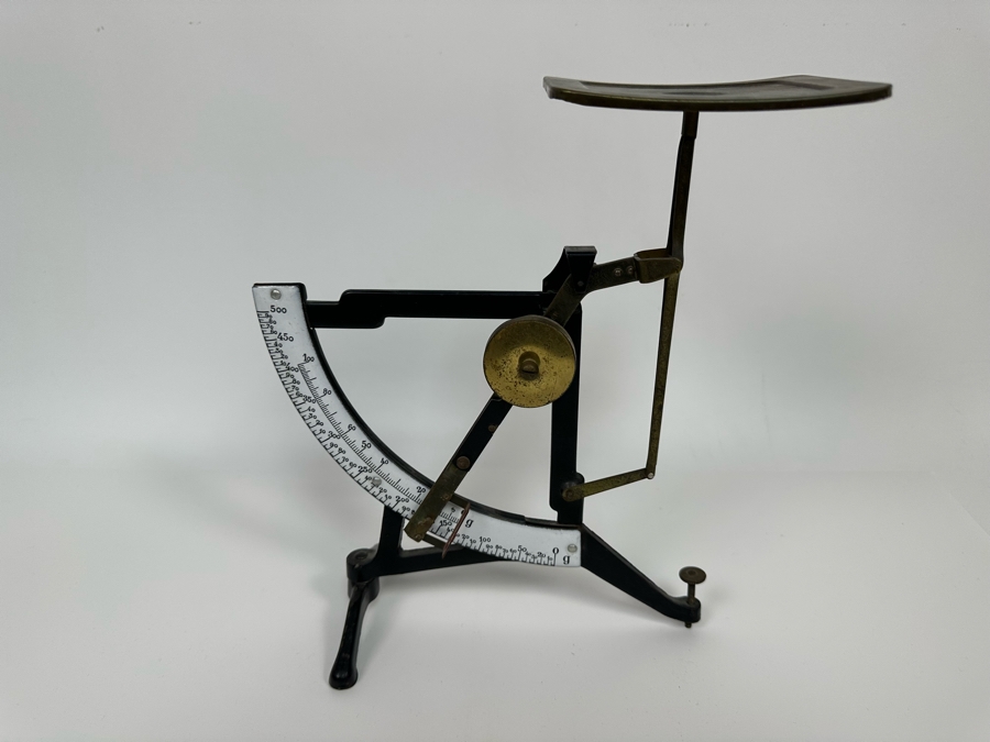 Vintage Portable Postal Scale With Adjustable Pendulum Used To Switch Between Two Enamel Scales (0-100g Or 0-500g) [Photo 9]