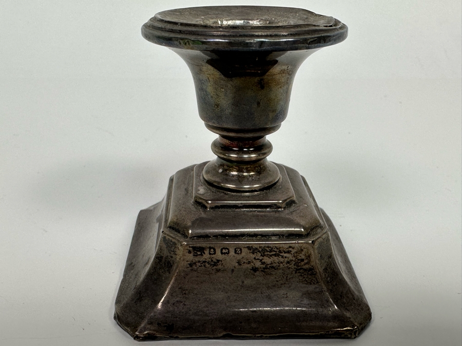 Antique English Hallmarks Weighted Sterling Silver Candleholder 2.5W X 2.5H [Photo 3]
