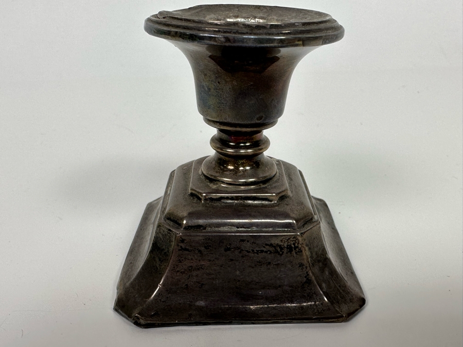 Antique English Hallmarks Weighted Sterling Silver Candleholder 2.5W X 2.5H [Photo 6]