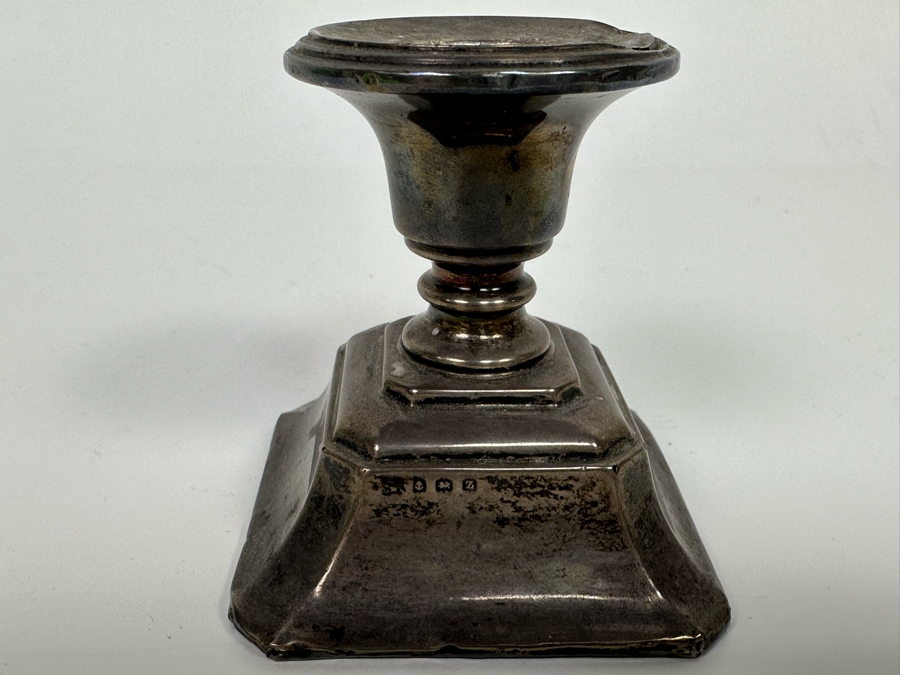 Antique English Hallmarks Weighted Sterling Silver Candleholder 2.5W X 2.5H [Photo 2]