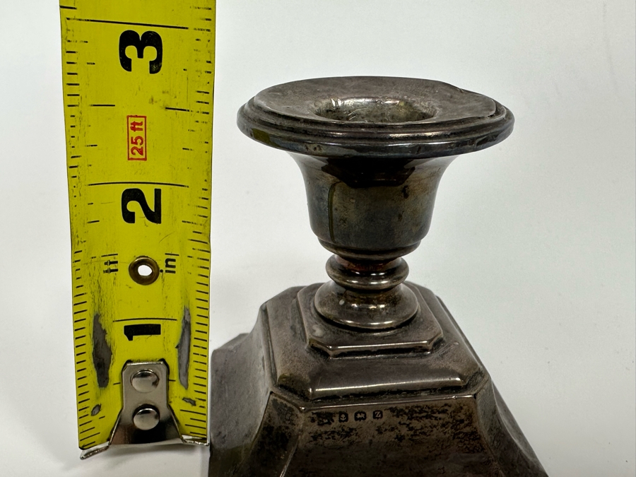 Antique English Hallmarks Weighted Sterling Silver Candleholder 2.5W X 2.5H [Photo 10]