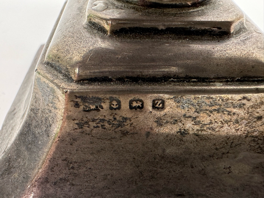 Antique English Hallmarks Weighted Sterling Silver Candleholder 2.5W X 2.5H [Photo 4]