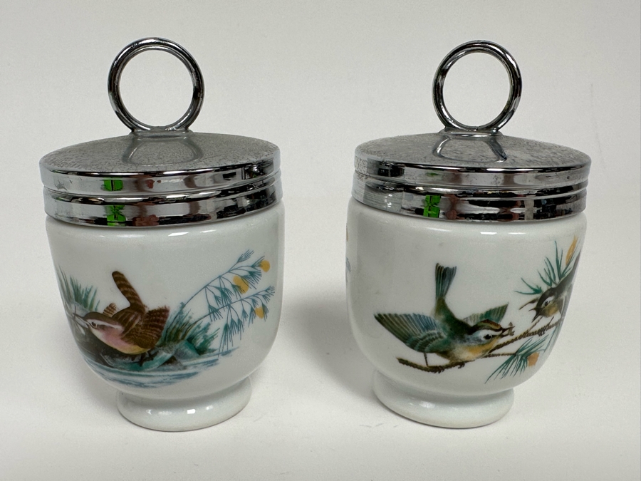Pair Of Royal Worcester Egg Coddlers With Bird Designs [Photo 3]