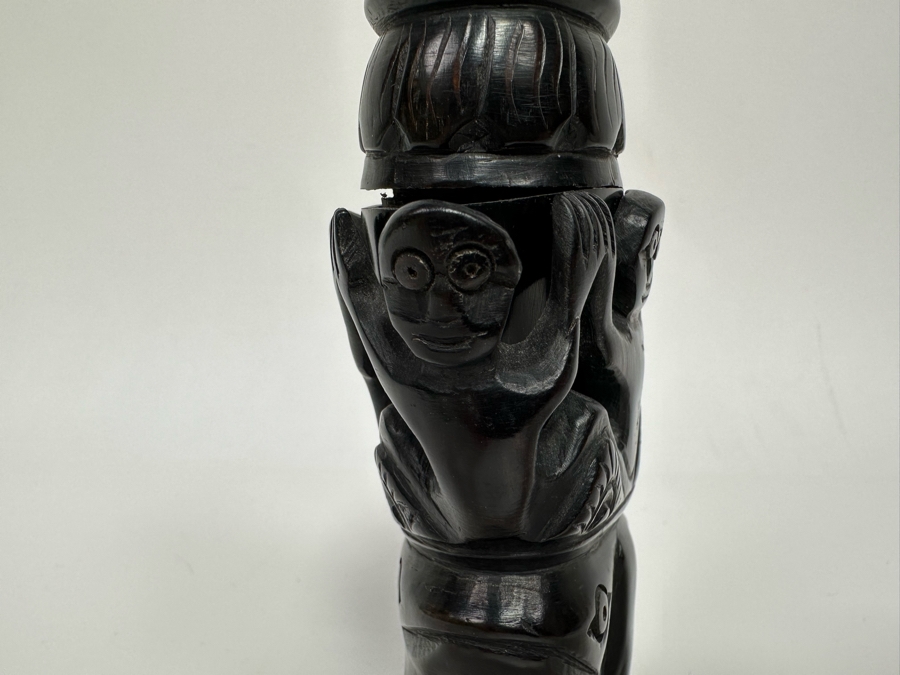 Hand Carved Wooden Indonesian Oil Lamp 2.5W X 6.5H [Photo 7]