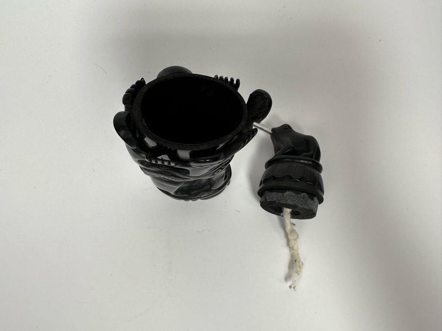 Hand Carved Wooden Indonesian Oil Lamp 2.5W X 6.5H [Photo 10]