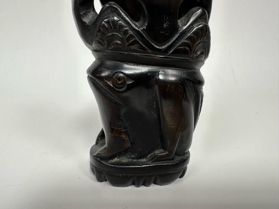 Hand Carved Wooden Indonesian Oil Lamp 2.5W X 6.5H [Photo 5]