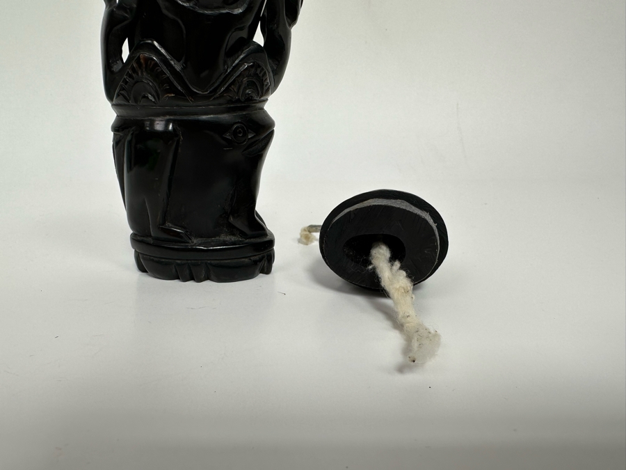 Hand Carved Wooden Indonesian Oil Lamp 2.5W X 6.5H [Photo 9]