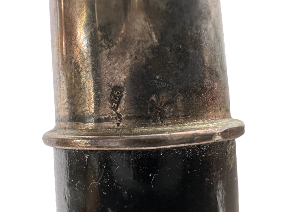 Vintage Sterling Silver Handle Wooden Cane With 925 Fleur De Lis Marking 34.5L [Photo 4]