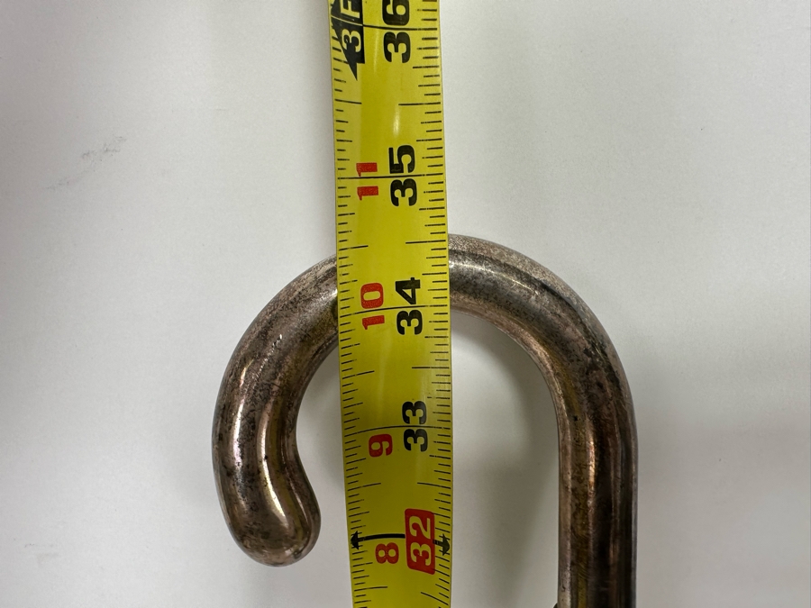 Vintage Sterling Silver Handle Wooden Cane With 925 Fleur De Lis Marking 34.5L [Photo 11]