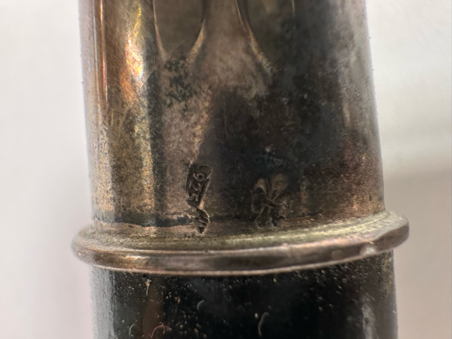 Vintage Sterling Silver Handle Wooden Cane With 925 Fleur De Lis Marking 34.5L [Photo 8]