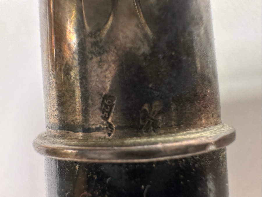 Vintage Sterling Silver Handle Wooden Cane With 925 Fleur De Lis Marking 34.5L [Photo 9]