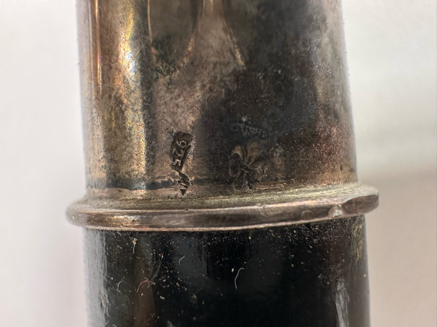 Vintage Sterling Silver Handle Wooden Cane With 925 Fleur De Lis Marking 34.5L [Photo 10]