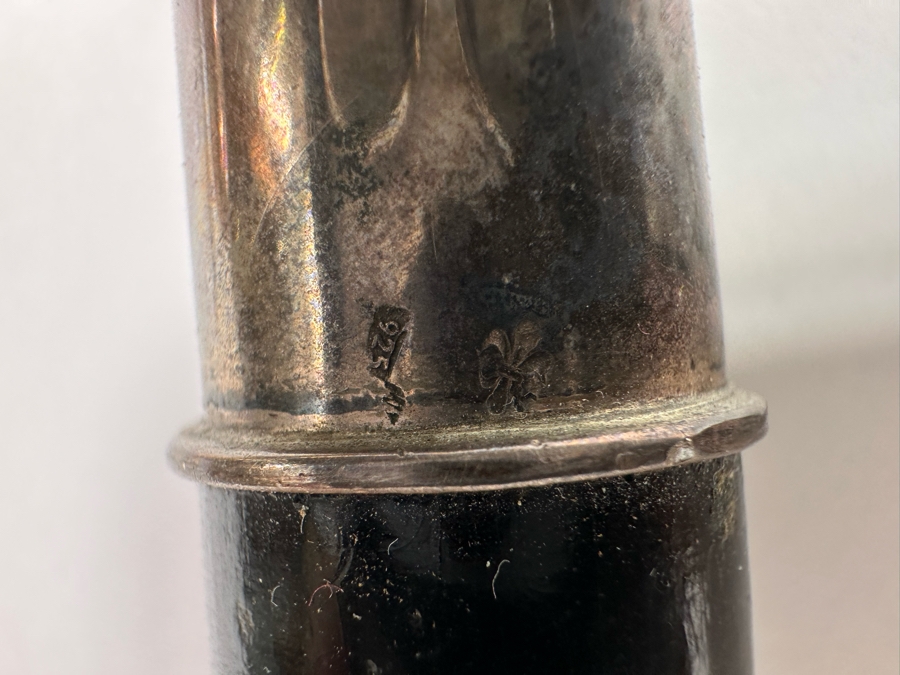 Vintage Sterling Silver Handle Wooden Cane With 925 Fleur De Lis Marking 34.5L [Photo 7]