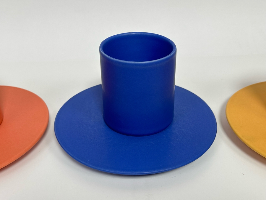 (3) Rare COR UNUM Handmade Porcelain Cups With Saucers From Holland Contemporary Postmodernism Design Air Insulated Design [Photo 4]