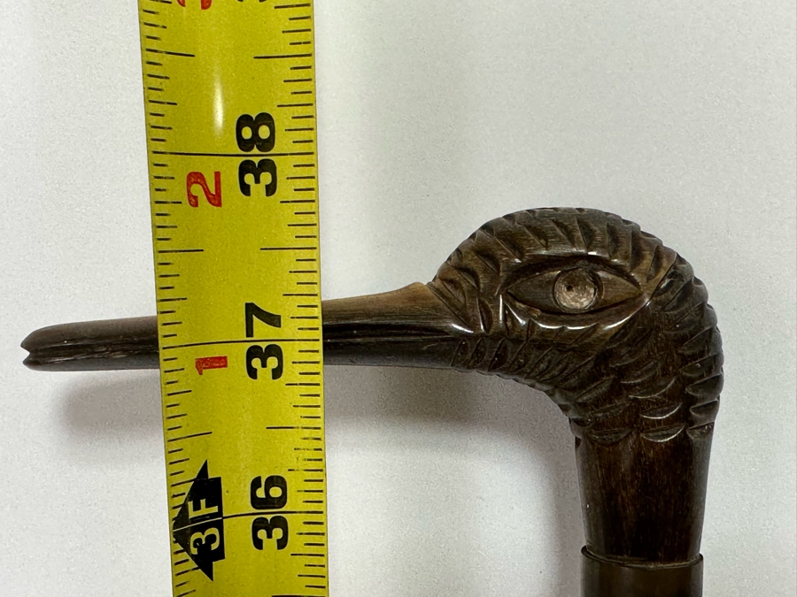 Old Carved Duck Handle Wooden Cane (One Eye Is Missing) 38L [Photo 8]