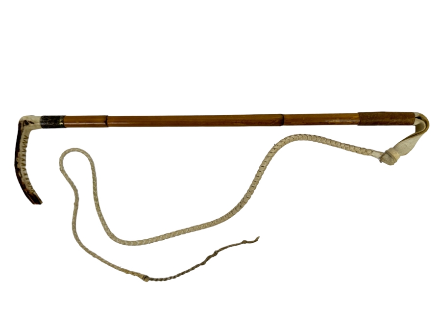 Vintage Horse Riding Crop Whip With Bone Handle