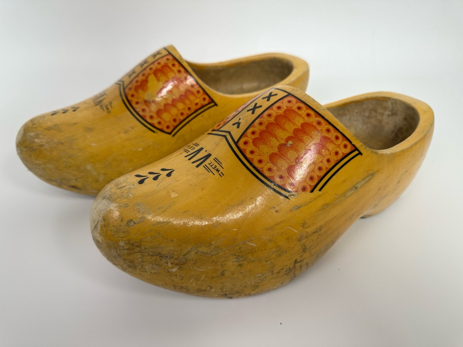 Authentic Dutch Wooden Shoes Clogs From The Netherlands 13L Size 10 [Photo 3]