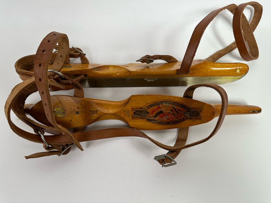 Antique Dutch Wooden Strap-On Ice Skates With Steel Blades N.V. FA G. S. Ruiter Akkrum 17L [Photo 7]