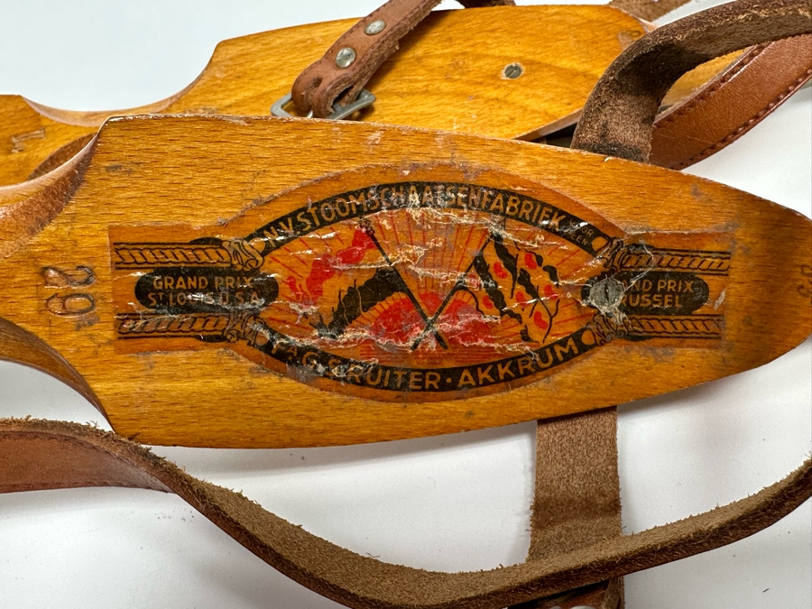 Antique Dutch Wooden Strap-On Ice Skates With Steel Blades N.V. FA G. S. Ruiter Akkrum 17L [Photo 5]