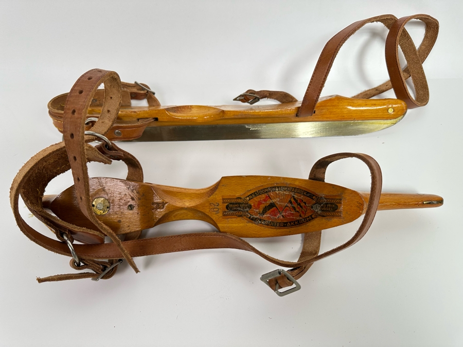 Antique Dutch Wooden Strap-On Ice Skates With Steel Blades N.V. FA G. S. Ruiter Akkrum 17L [Photo 6]