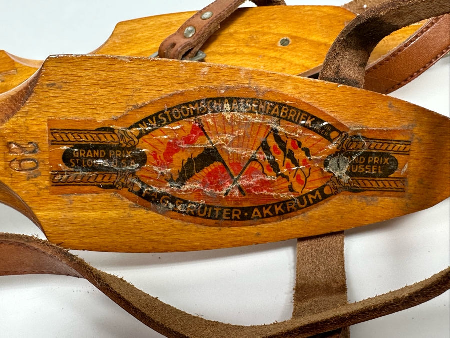 Antique Dutch Wooden Strap-On Ice Skates With Steel Blades N.V. FA G. S. Ruiter Akkrum 17L [Photo 4]