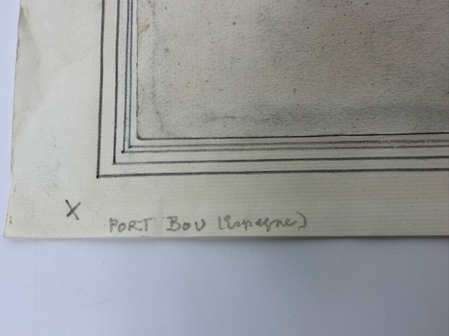 Joseph Teixeira De Mattos (1892-1971, Netherlands) Original Drawing On Paper - Provenance On Back From Wife (M.J.J. Kessler) Of Jean Baptiste August Kessler Who Started The Royal Dutch Petroleum Co Which Is Now Shell Oil Dated 1962 Port Bou 10.5 X 12.5 [Photo 11]