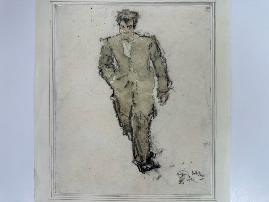 Joseph Teixeira De Mattos (1892-1971, Netherlands) Original Drawing On Paper - Provenance On Back From Wife (M.J.J. Kessler) Of Jean Baptiste August Kessler Who Started The Royal Dutch Petroleum Co Which Is Now Shell Oil Dated 1962 Port Bou 10.5 X 12.5 [Photo 4]