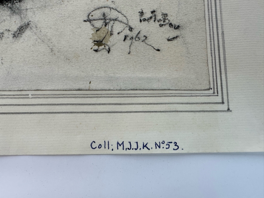 Joseph Teixeira De Mattos (1892-1971, Netherlands) Original Drawing On Paper - Provenance On Back From Wife (M.J.J. Kessler) Of Jean Baptiste August Kessler Who Started The Royal Dutch Petroleum Co Which Is Now Shell Oil Dated 1962 Port Bou 10.5 X 12.5 [Photo 12]