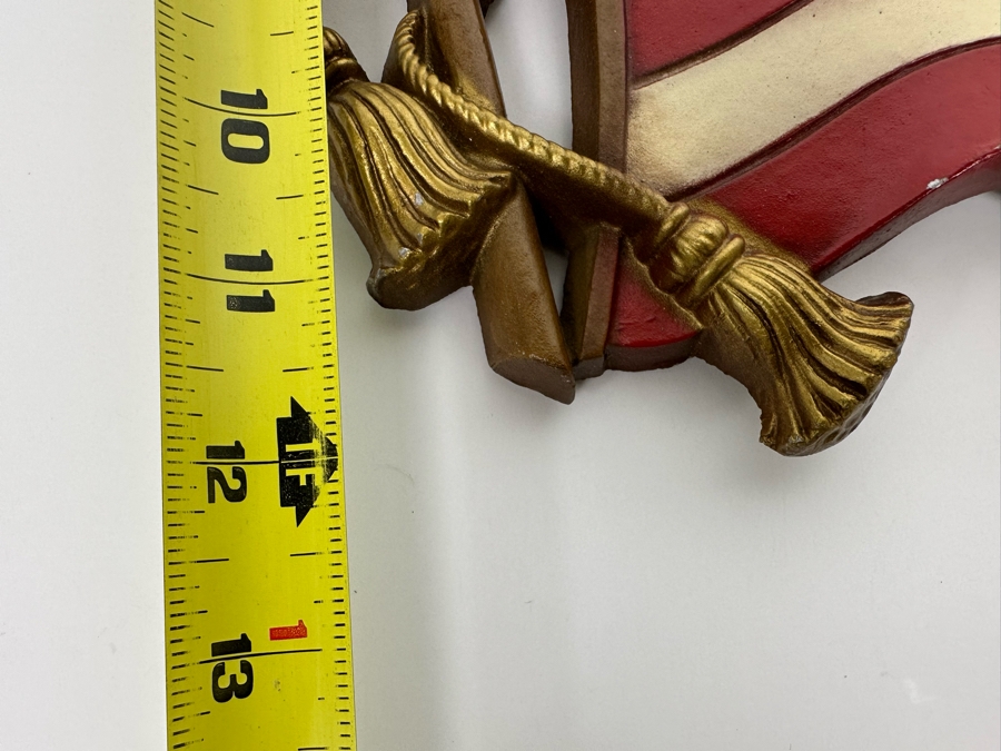 Vintage 1972 Metal Flag Wall Plaque Made By Sexton Great Condition 16 X 12 [Photo 6]