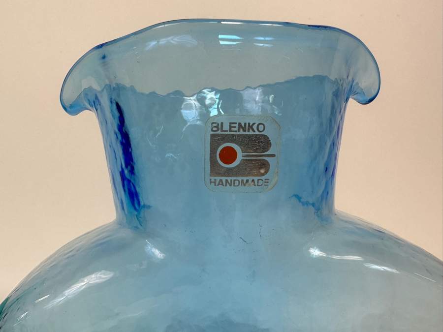 Pair Of Vintage Blenko Glass Double Spout Pitchers Water Jugs Carafe 8H [Photo 5]