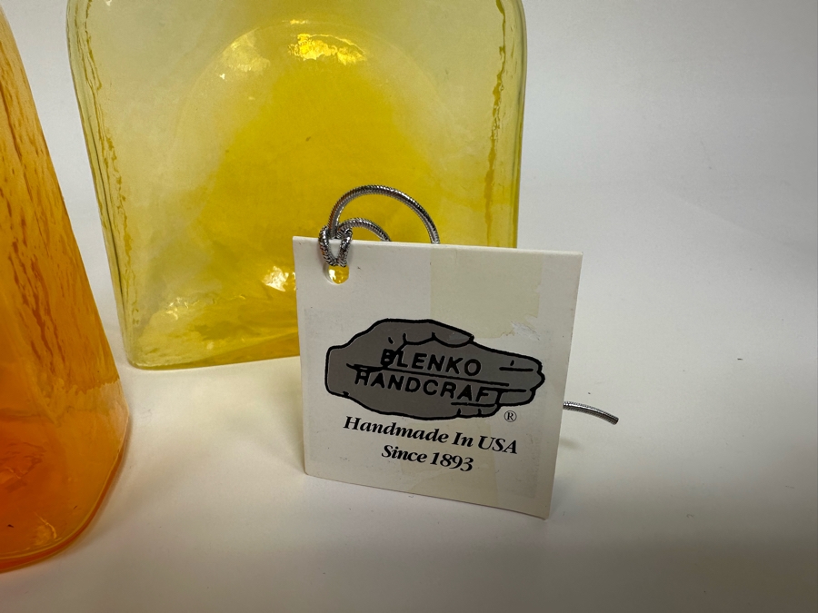 Three Vintage Blenko Glass Double Spout Pitchers Water Jugs Mini Series Carafe 6H [Photo 8]